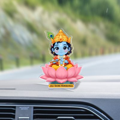 Jai Shri Krishna Bobblehead Battery Powered Moving Head Feature Decoration Items for Home Décor and Office Table Birthday Gift for Kids, Family and Friends